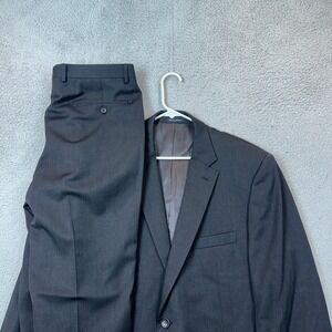 Pronto Uomo 2 Piece Wool Suit Mens 44 Long Platinum Dark Grey 36x30